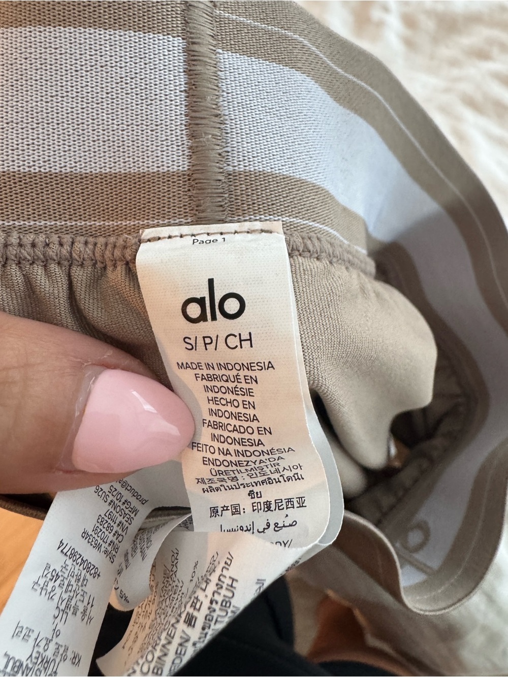ALO Yoga Ribbed Crop Tank in Taupe and shorts - Picture 3 of 4